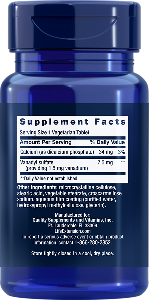 Vanadyl Sulfate, 7.5mg - 100 vegetarian tabs