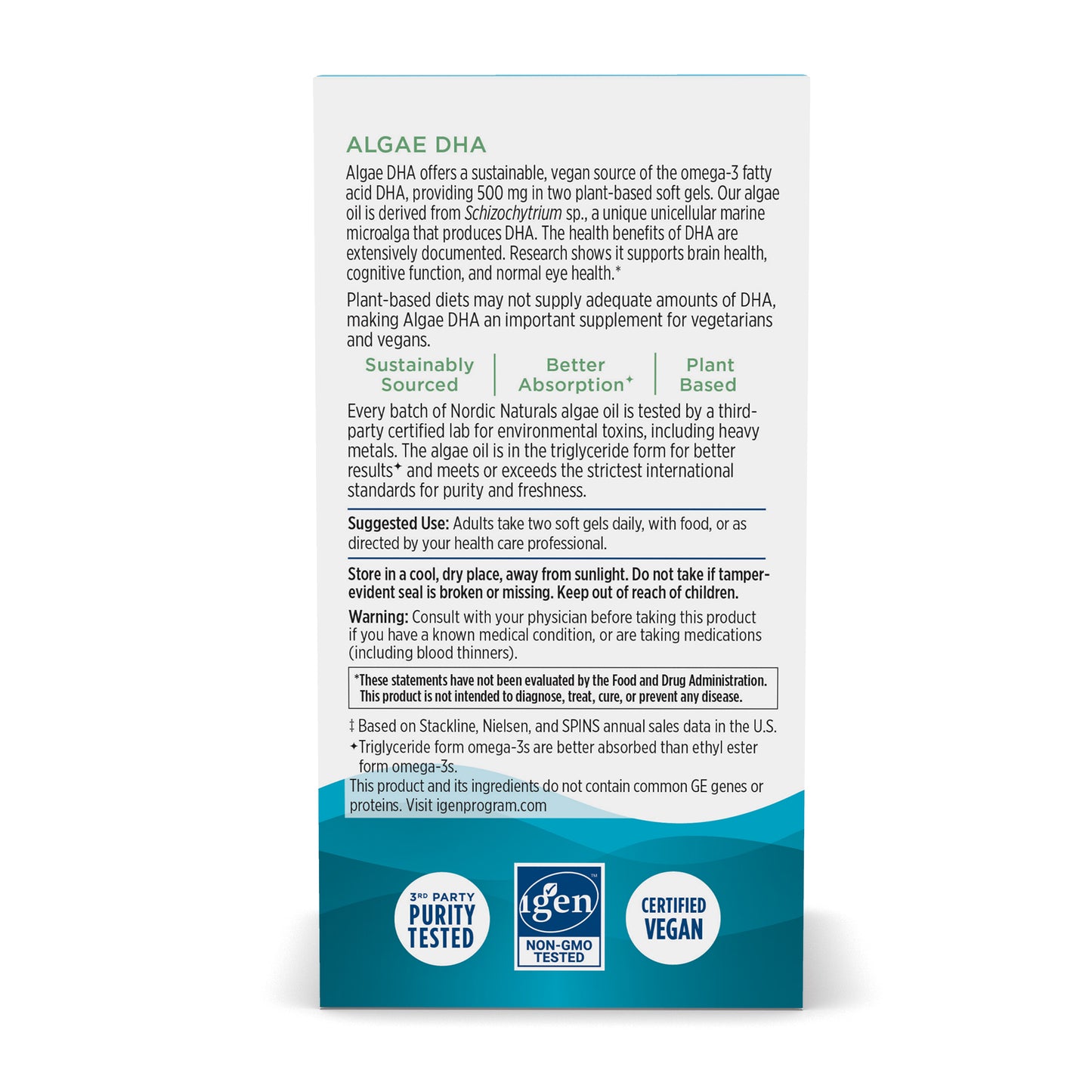 Algae DHA, 500mg - 60 softgels
