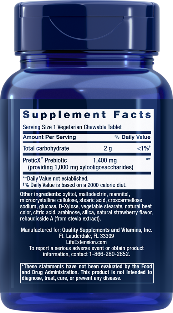 Florassist Prebiotic Chewable, Natural Strawberry - 60 vegetarian chewable tabs