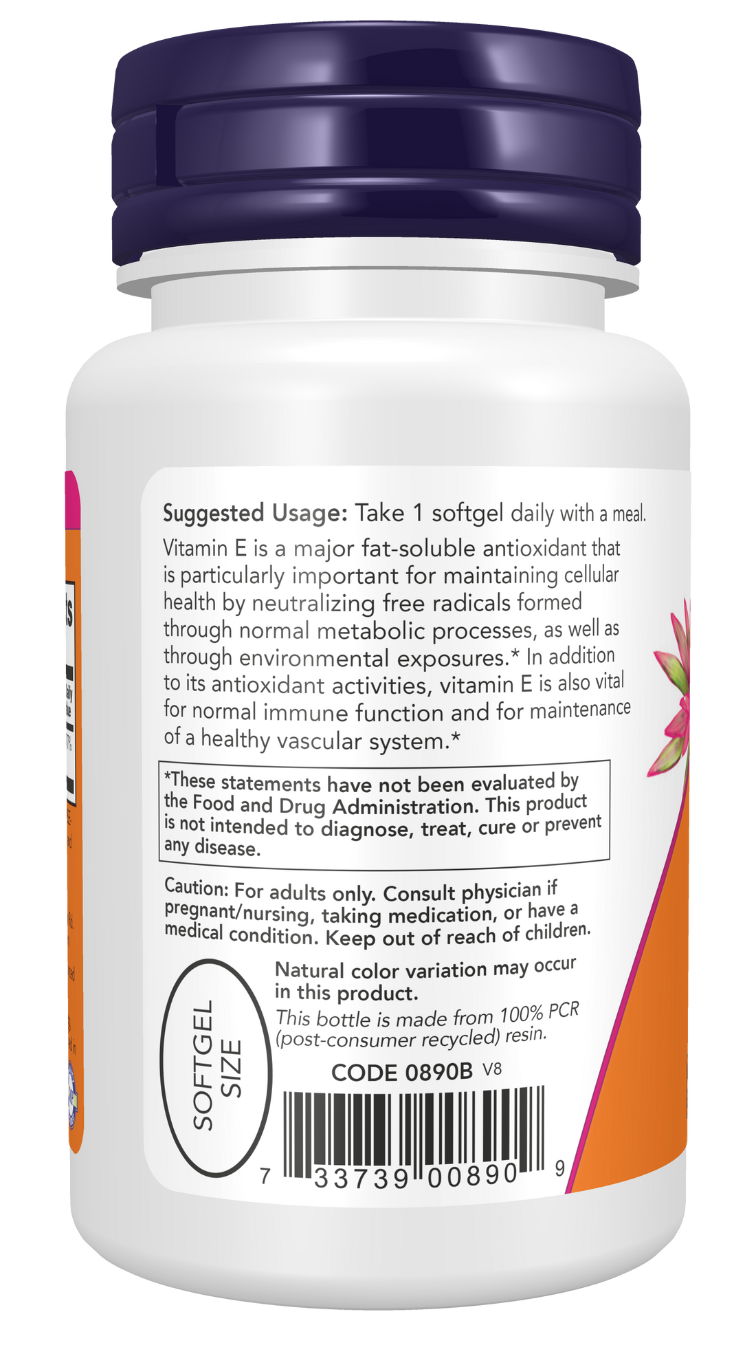 NOW Foods Vitamin E-400 - Natural (Mixed Tocopherols) - 50 softgels - image 3