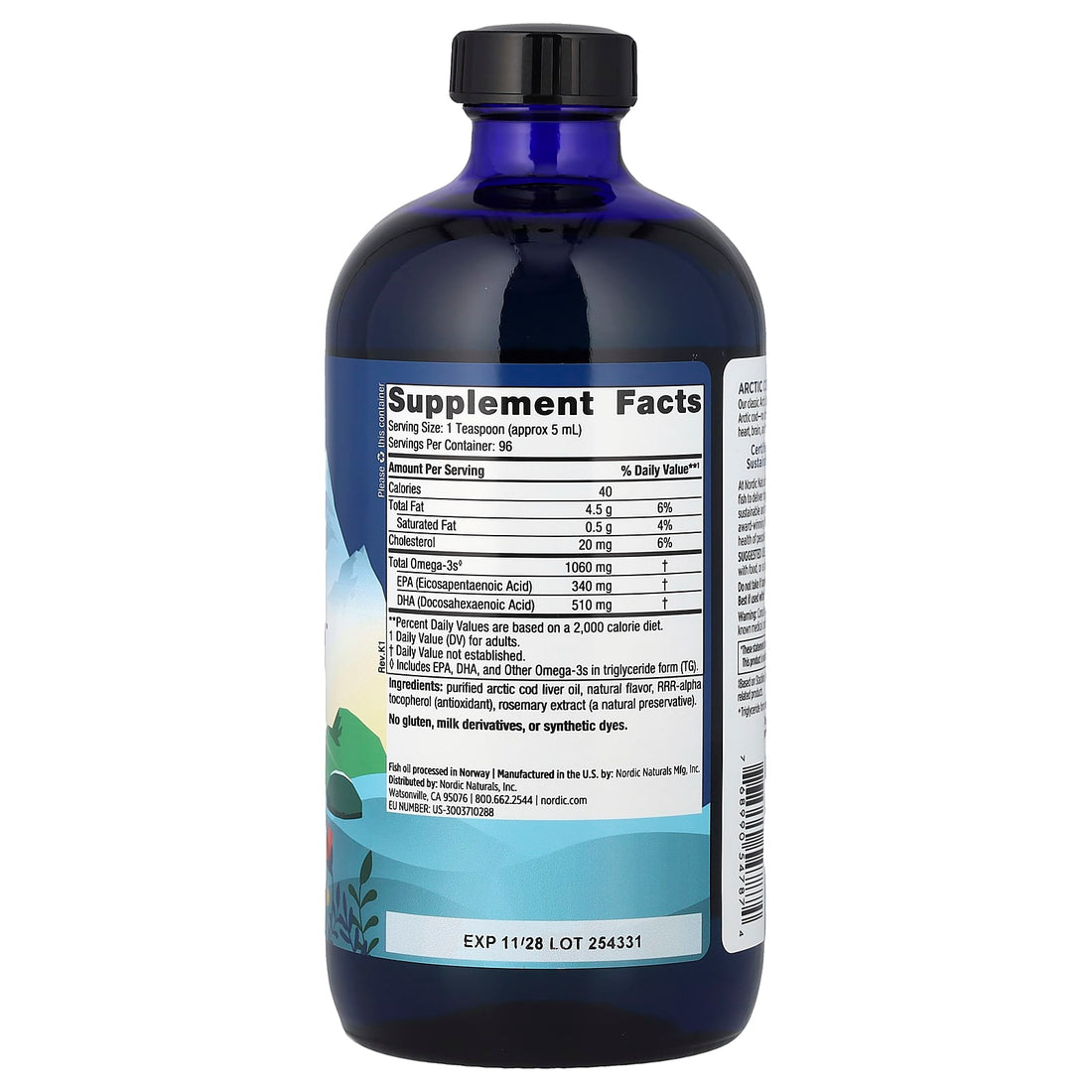 Nordic Naturals Arctic Cod Liver Oil, 1060mg Orange - 237 ml - image 3