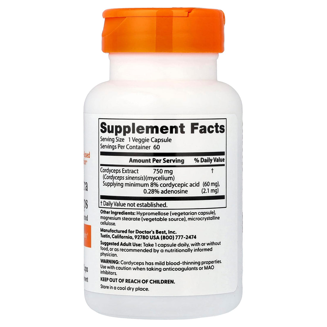 Doctor's Best Ultra Cordyceps, 750mg - 60 vcaps - image 2