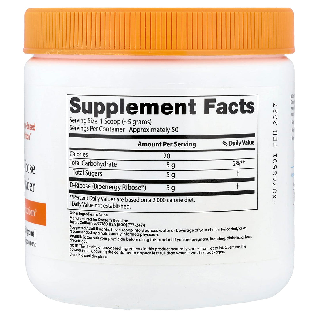 Doctor's Best Pure D-Ribose, Powder - 250g - image 3