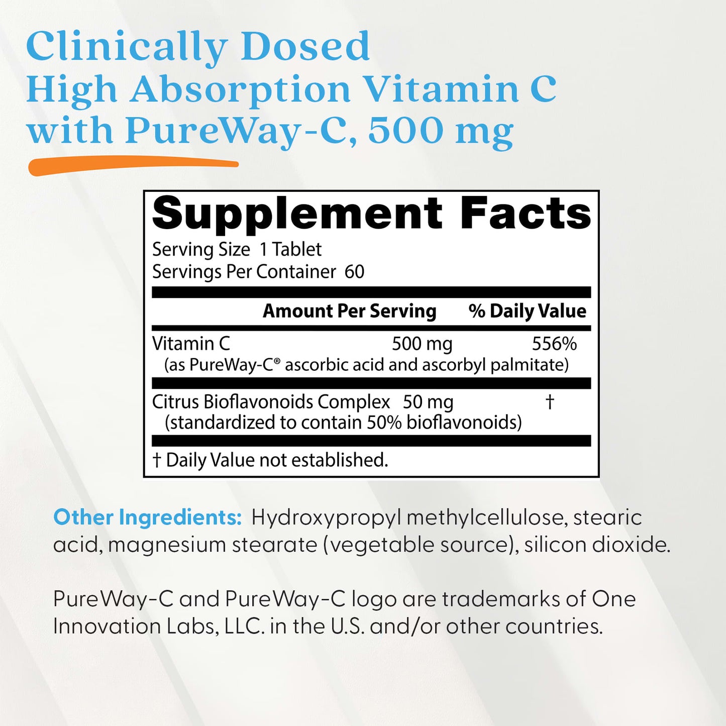 High Absorption Vitamin C, 500mg - 60 tablets