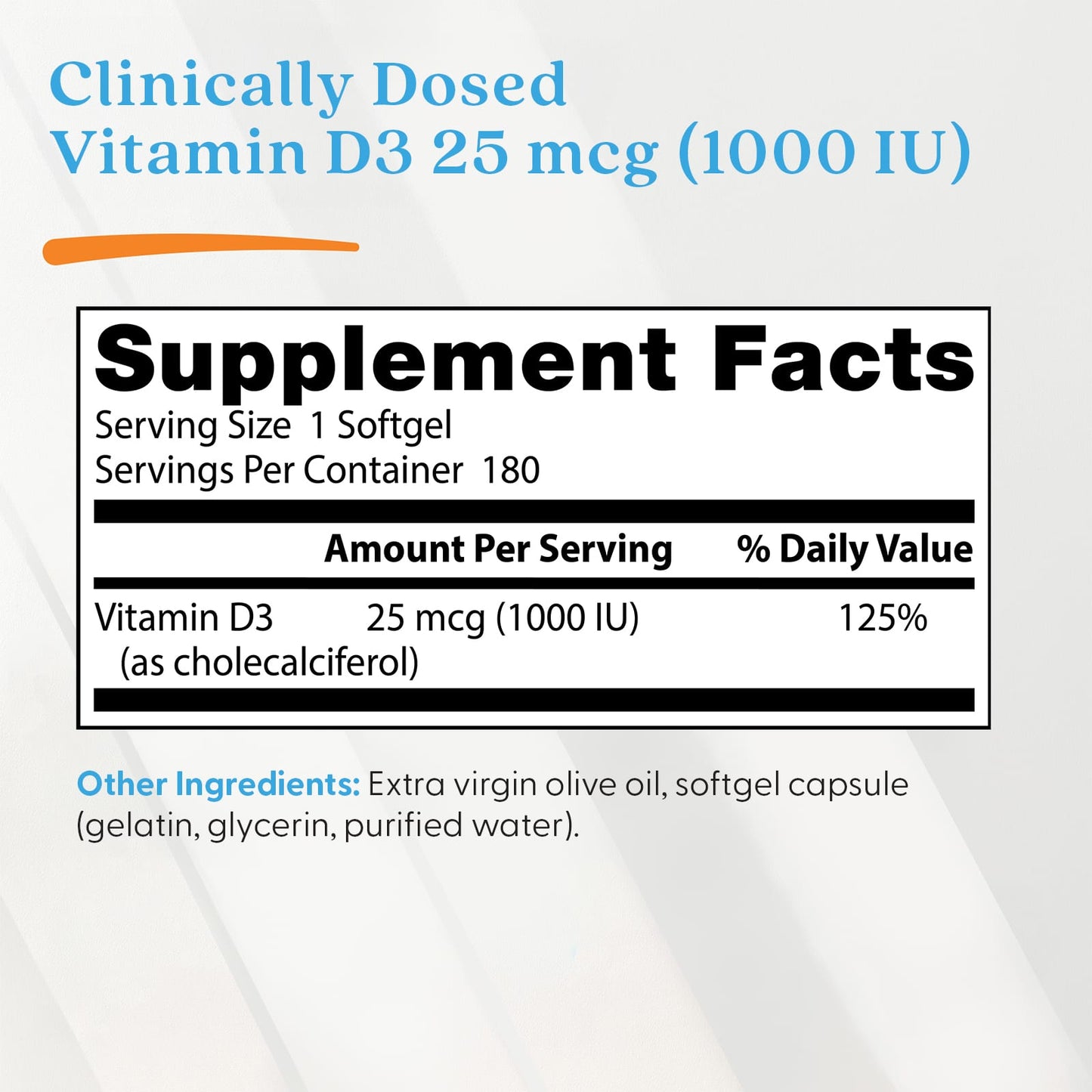Vitamin D3, 5000 IU - 180 softgels