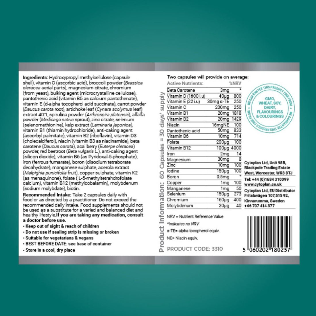 Cytoplan Wholefood Multi - 120 vcaps - image 6