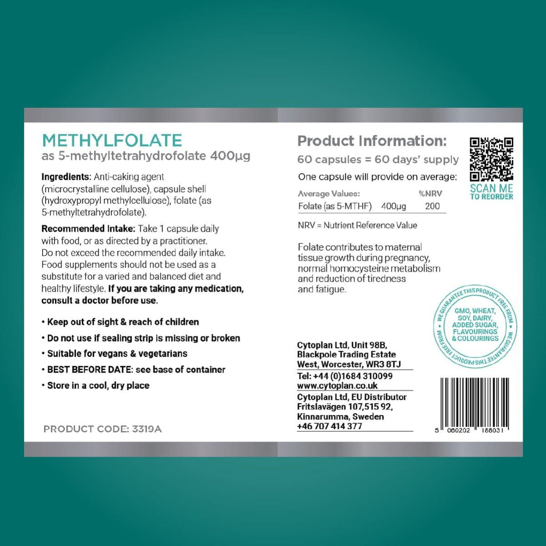 Cytoplan Methylfolate - 60 vcaps - image 2