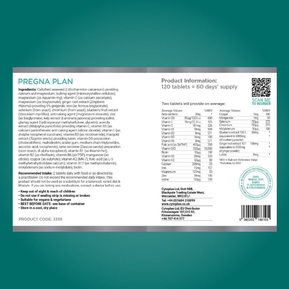 Cytoplan Pregna-Plan - 60 vegan tabs - image 3