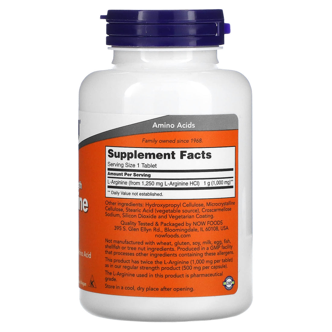 NOW Foods L-Arginine, 1000mg - 120 tablets - image 2