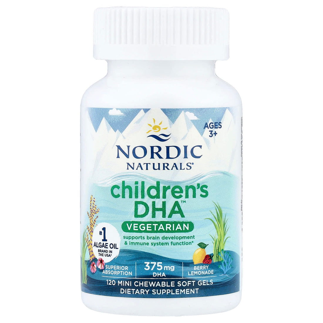 Nordic Naturals Children's DHA Vegetarian, 375mg Berry Lemonade - 120 chewables - image 3