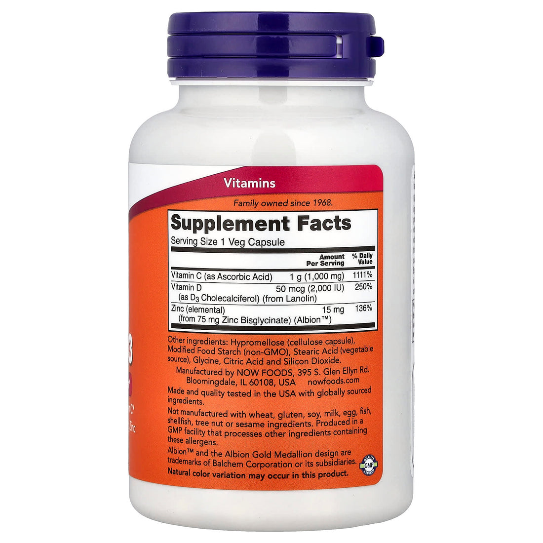 NOW Foods C-1000 Zinc & D-3 - 100 vcaps - image 3