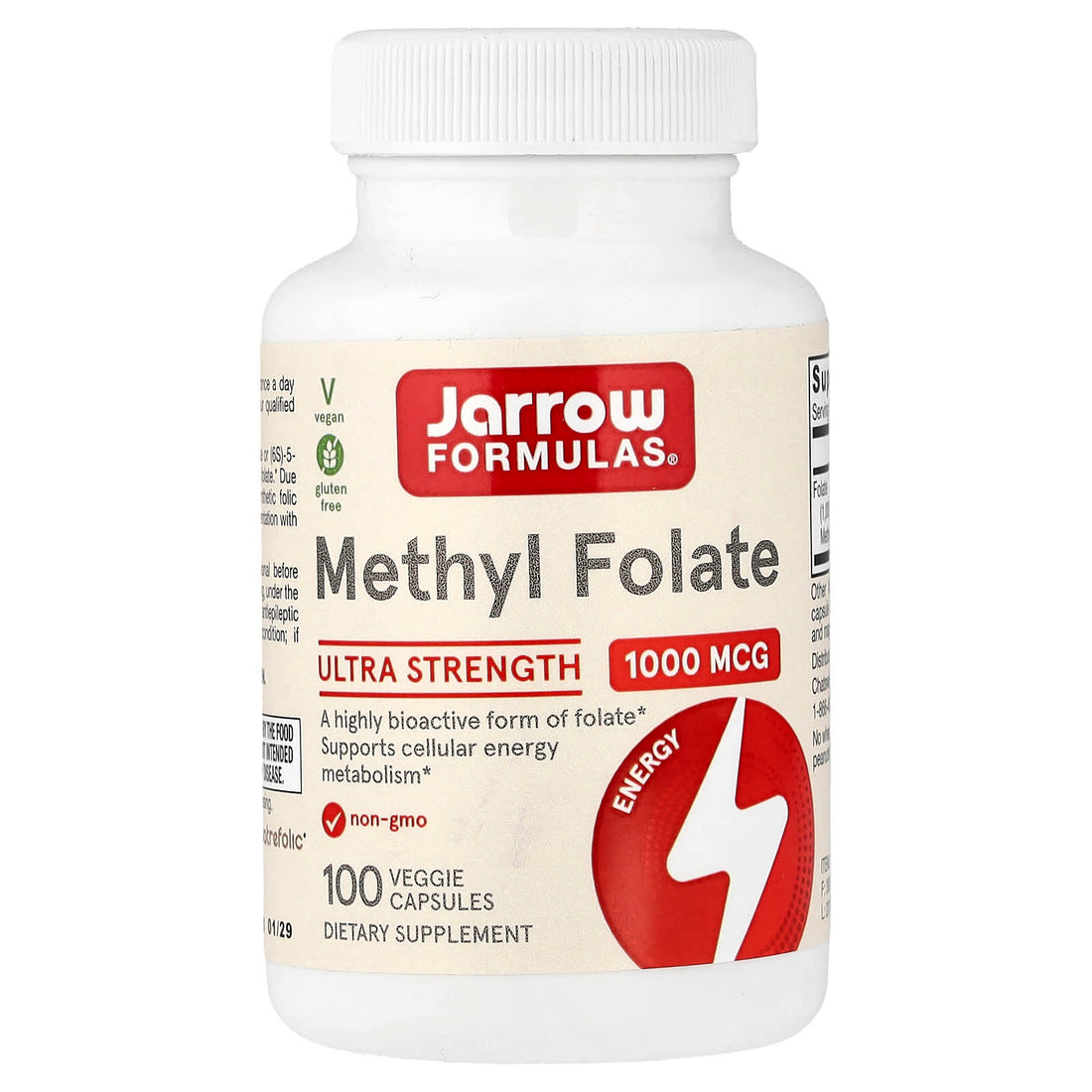 Jarrow Formulas Methyl Folate, 1000mcg - 100 vcaps
