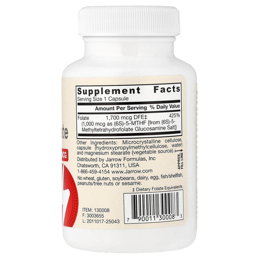 Jarrow Formulas Methyl Folate, 1000mcg - 100 vcaps - image 2