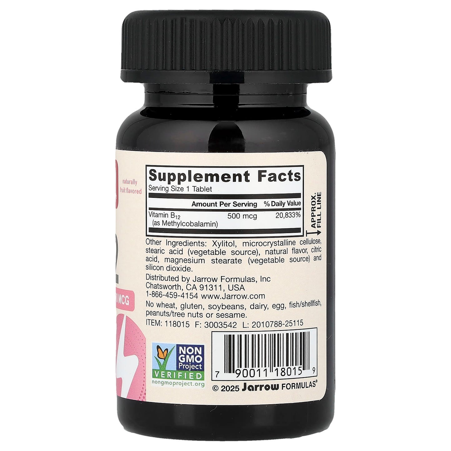 Methyl B-12, 500mcg (Cherry) - 100 vegan chewable tabs