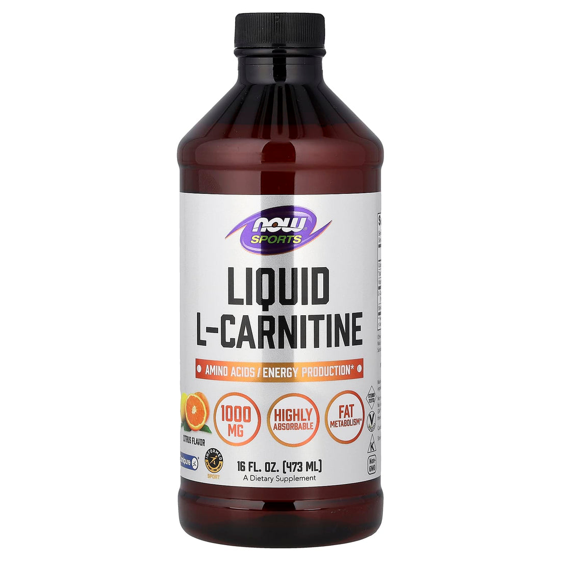 NOW Foods Liquid L-Carnitine, 1000mg Citrus - 473 ml