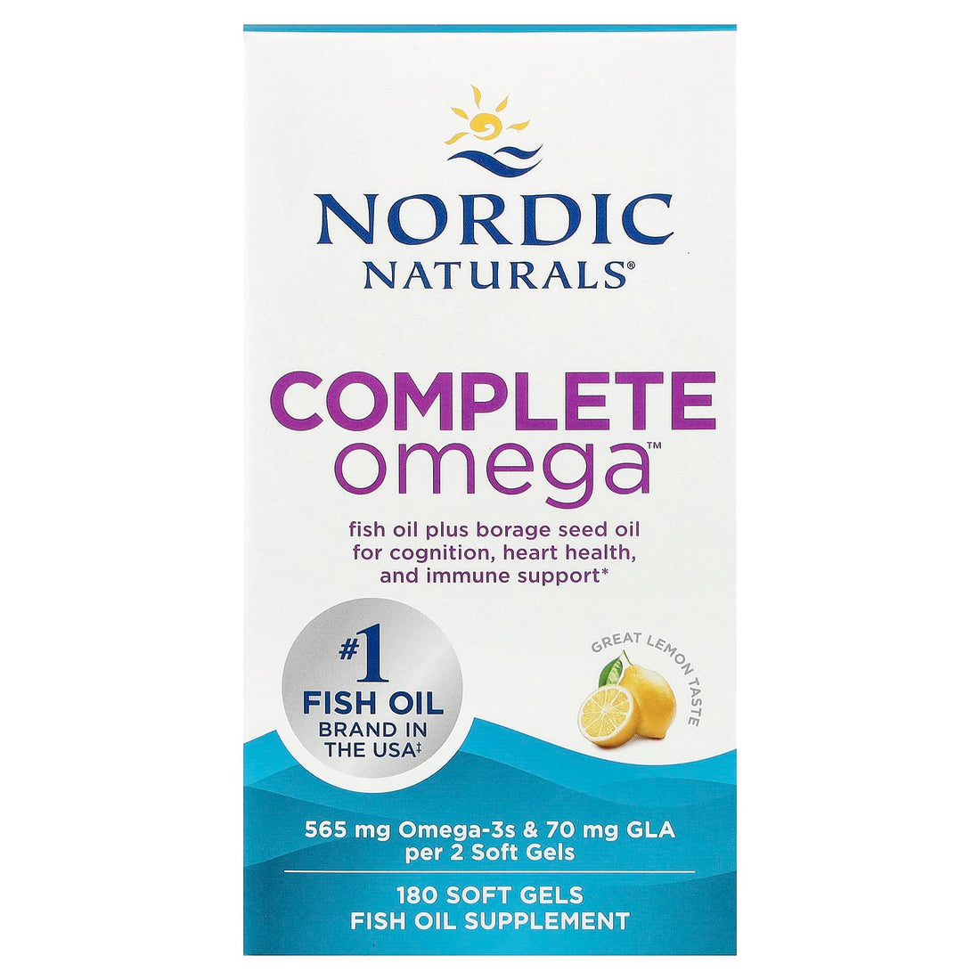 Nordic Naturals Complete Omega, 565mg Lemon - 180 softgels