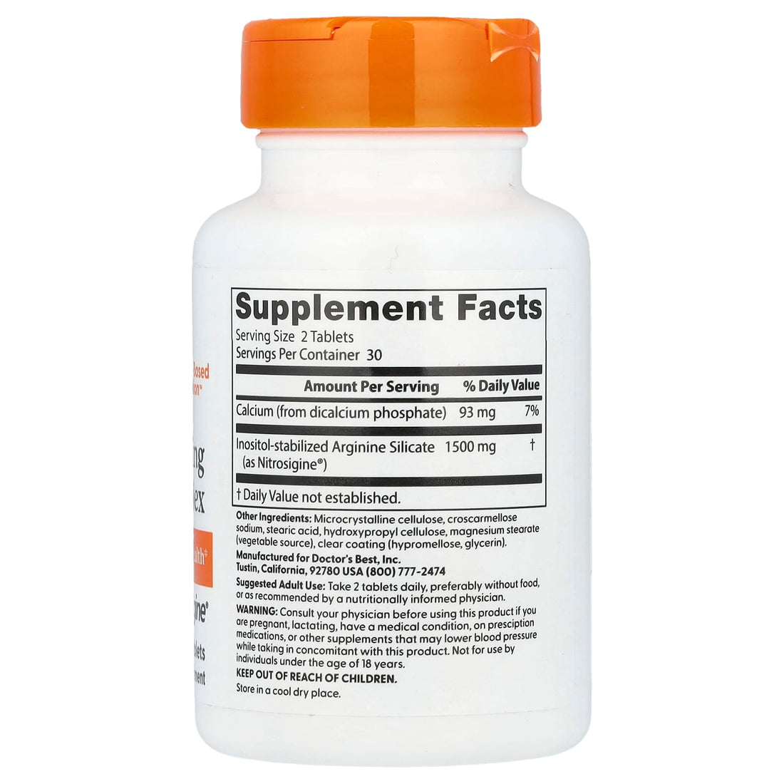 Doctor's Best Fast Acting Arginine Complex with Nitrosigine, 750mg - 60 tablets - image 7