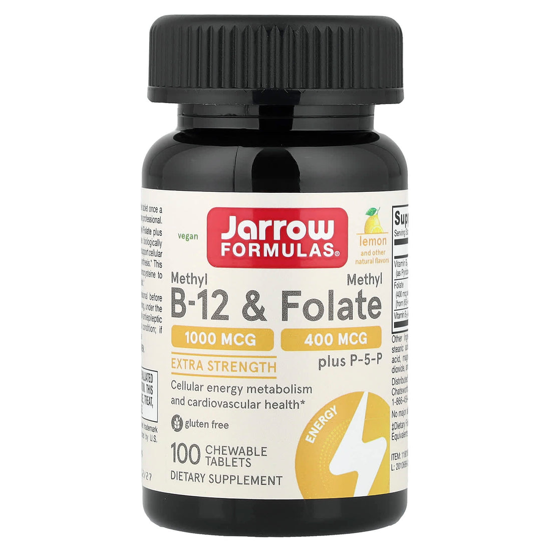 Jarrow Formulas Methyl B-12 & Methyl Folate, Lemon - 100 chewable tabs - image 3