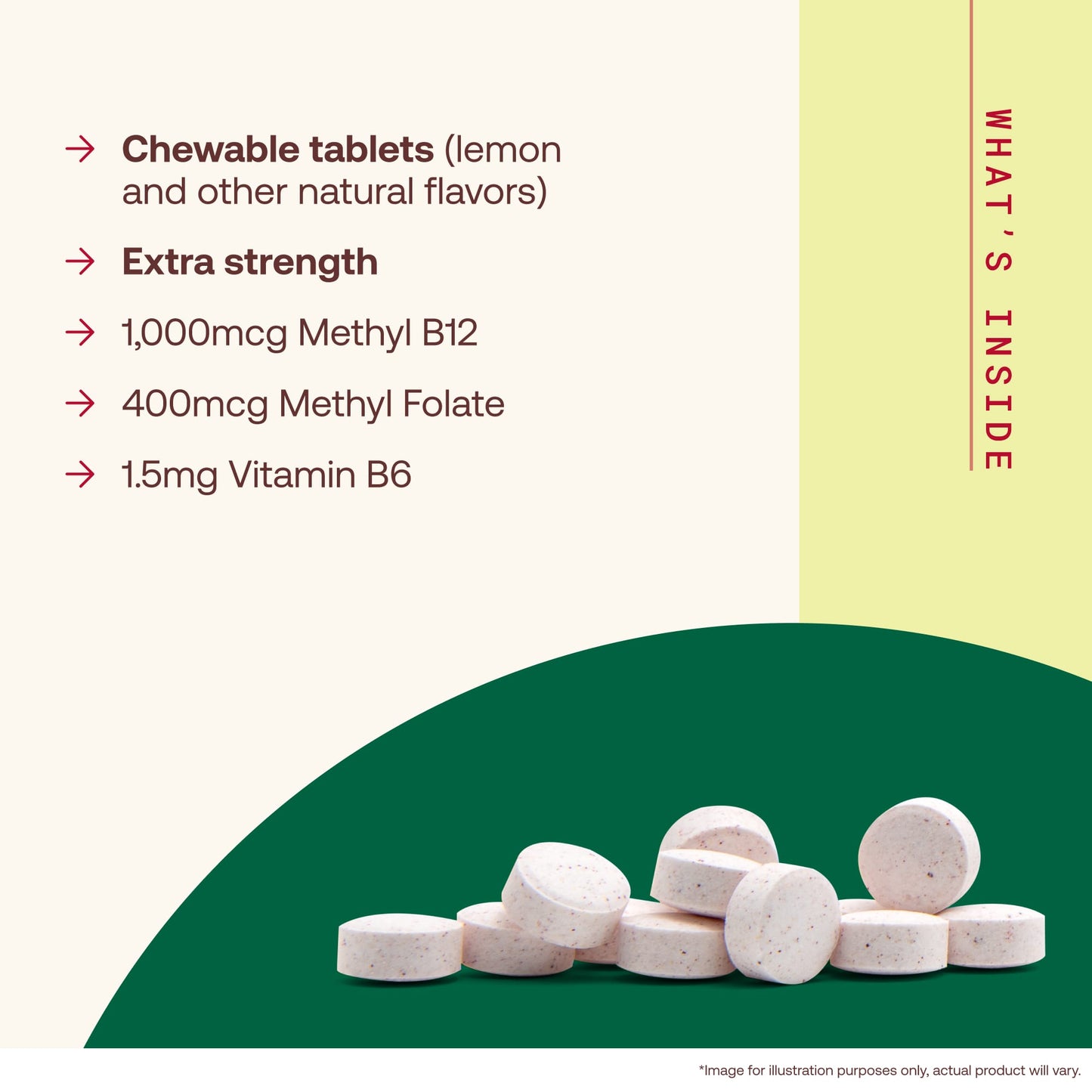 Methyl B-12 & Methyl Folate, Lemon - 100 chewable tabs