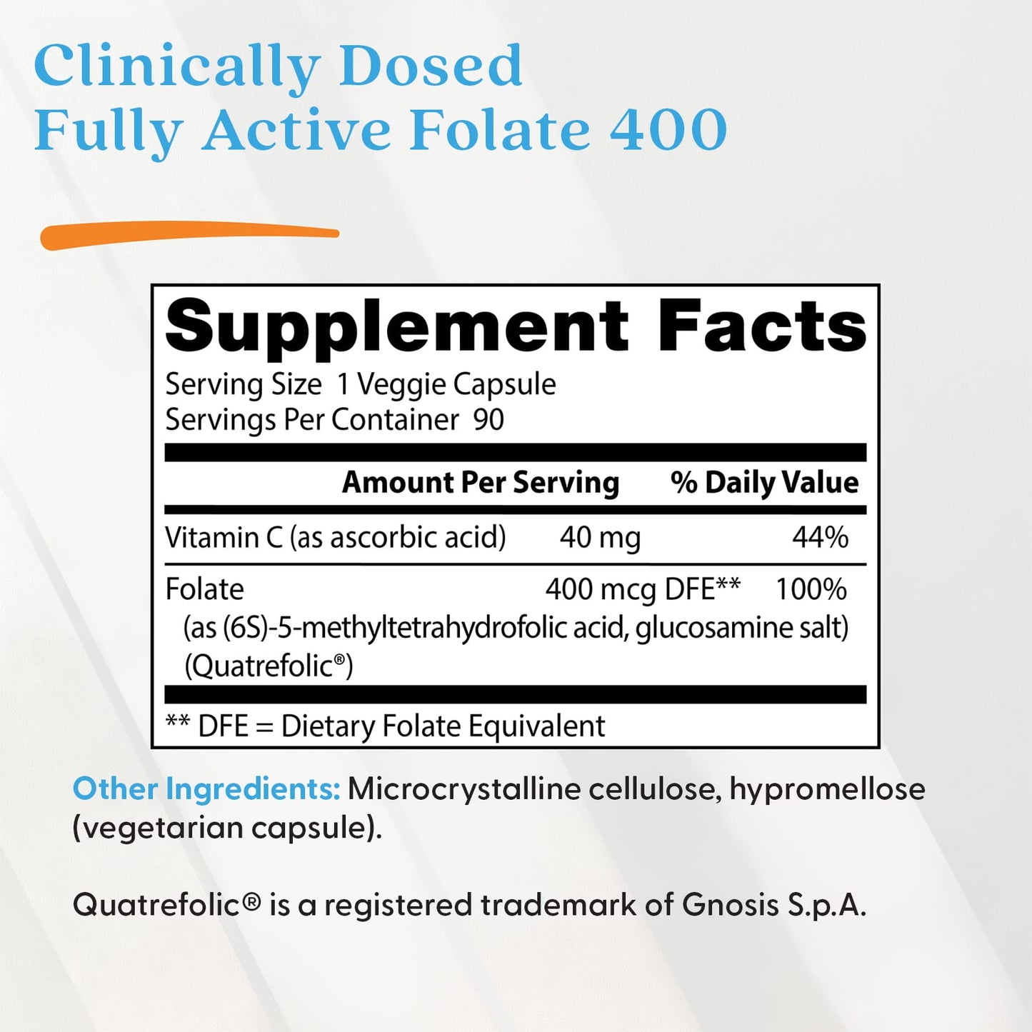 Fully Active Folate 400 with Quatrefolic, 400mcg - 90 vcaps