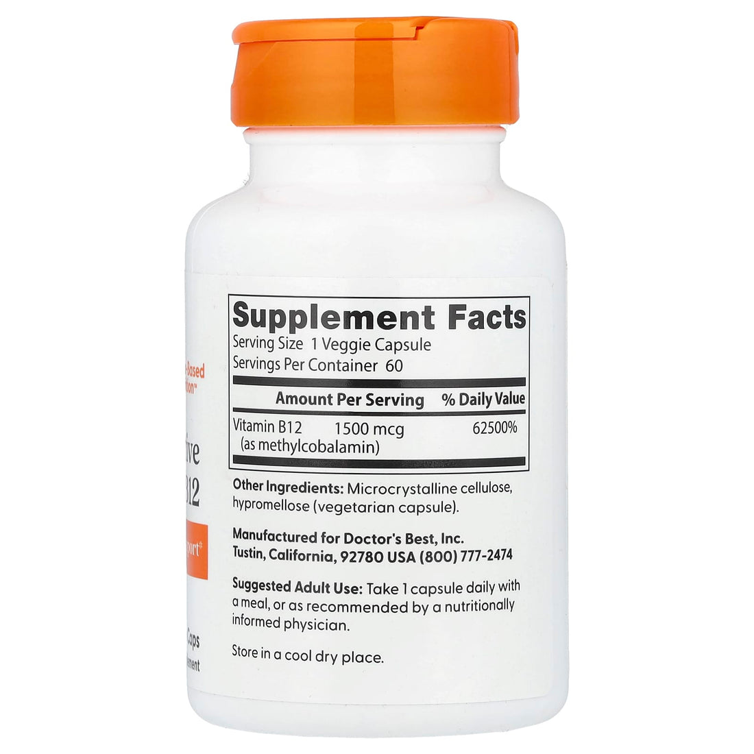 Doctor's Best Fully Active B12, 1500mcg - 60 vcaps - image 2