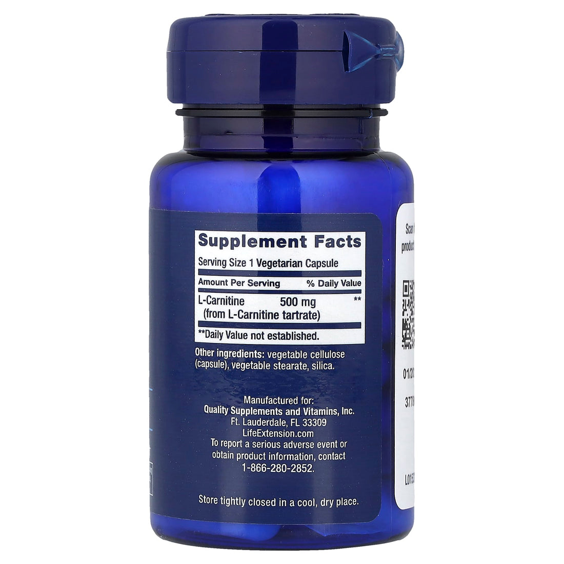 Life Extension L-Carnitine, 500mg - 30 vcaps - image 2