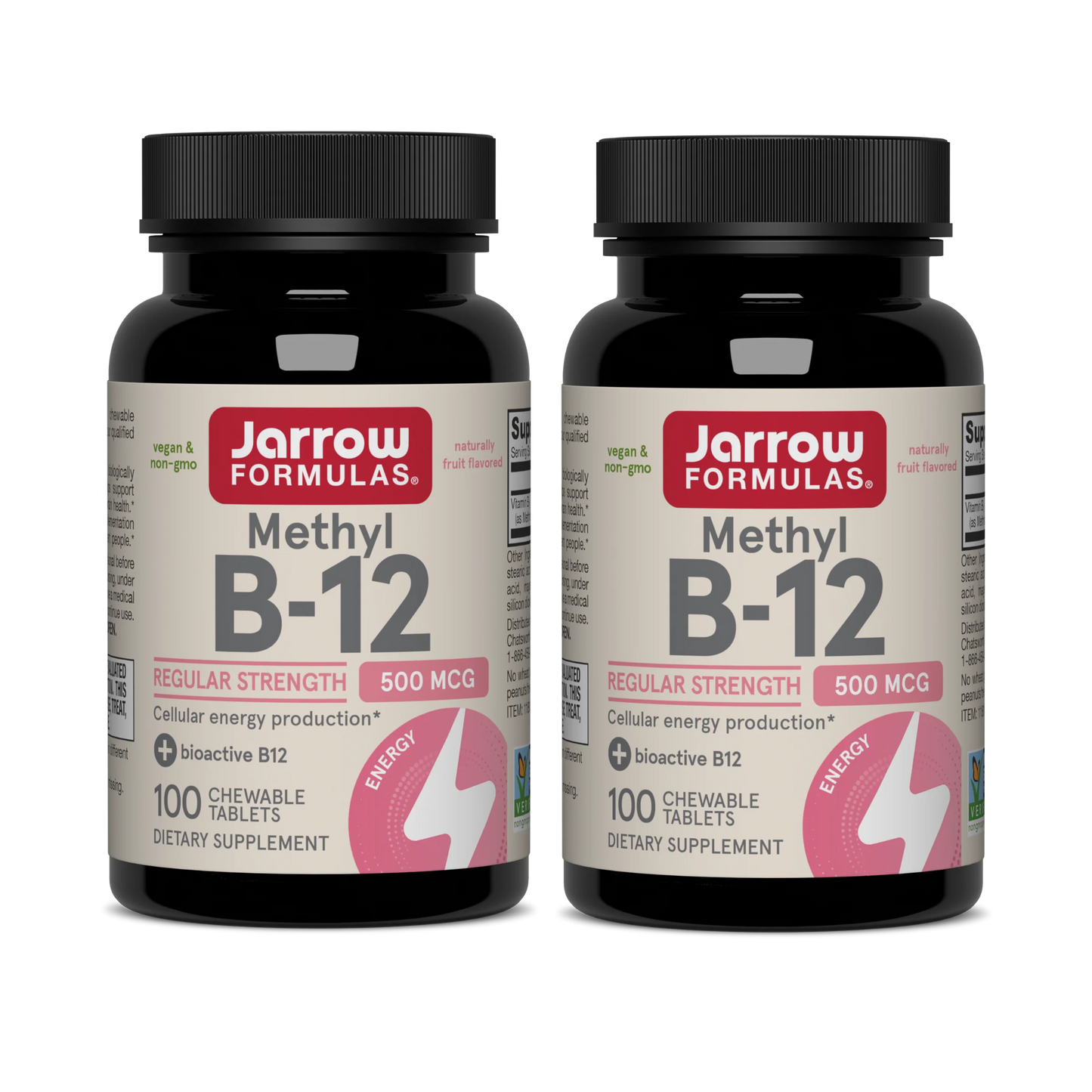 Methyl B-12, 500mcg (Cherry) - 100 vegan chewable tabs