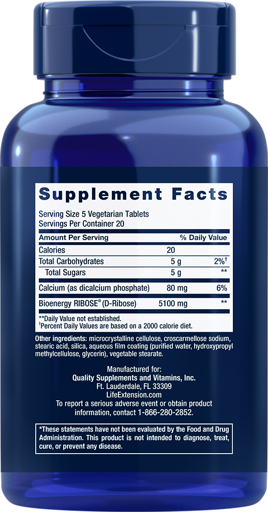D-Ribose Tablets - 100 vegetarian tabs