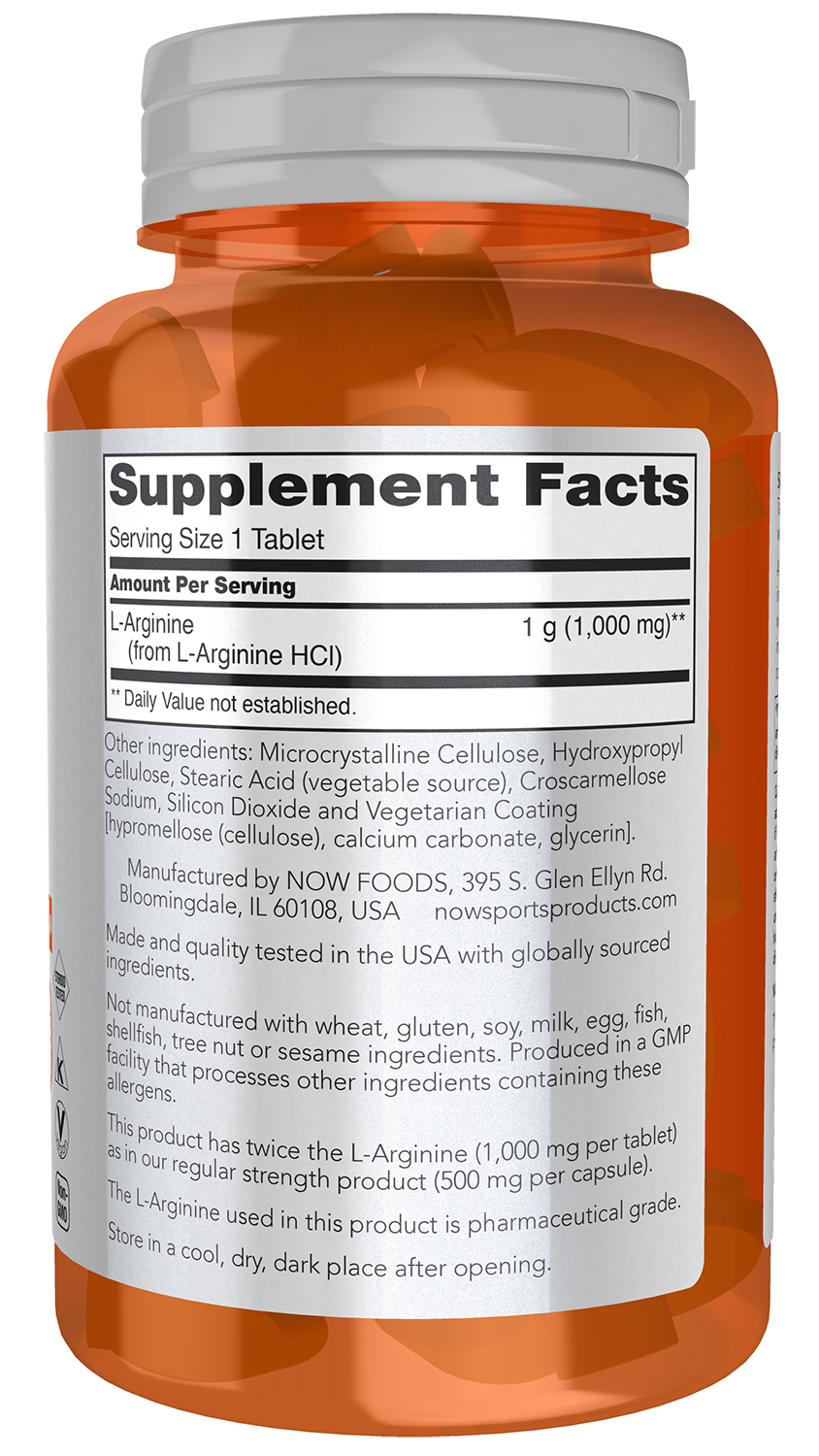 L-Arginine, 1000mg - 180 tablets