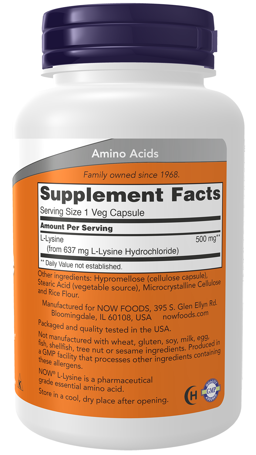 L-Lysine, 500mg - 100 vcaps