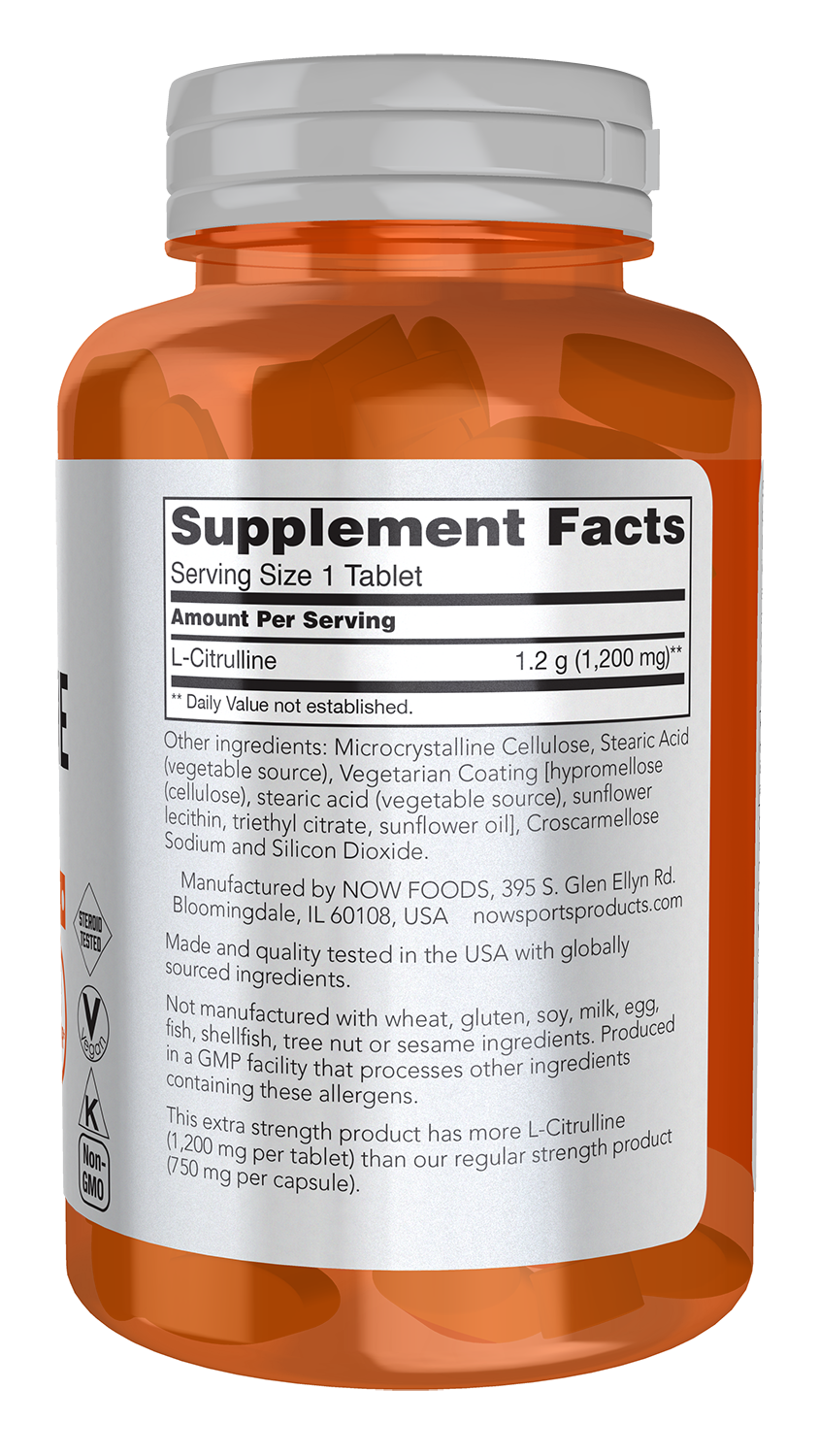 L-Citrulline, 1200mg Extra Strength - 120 tabs