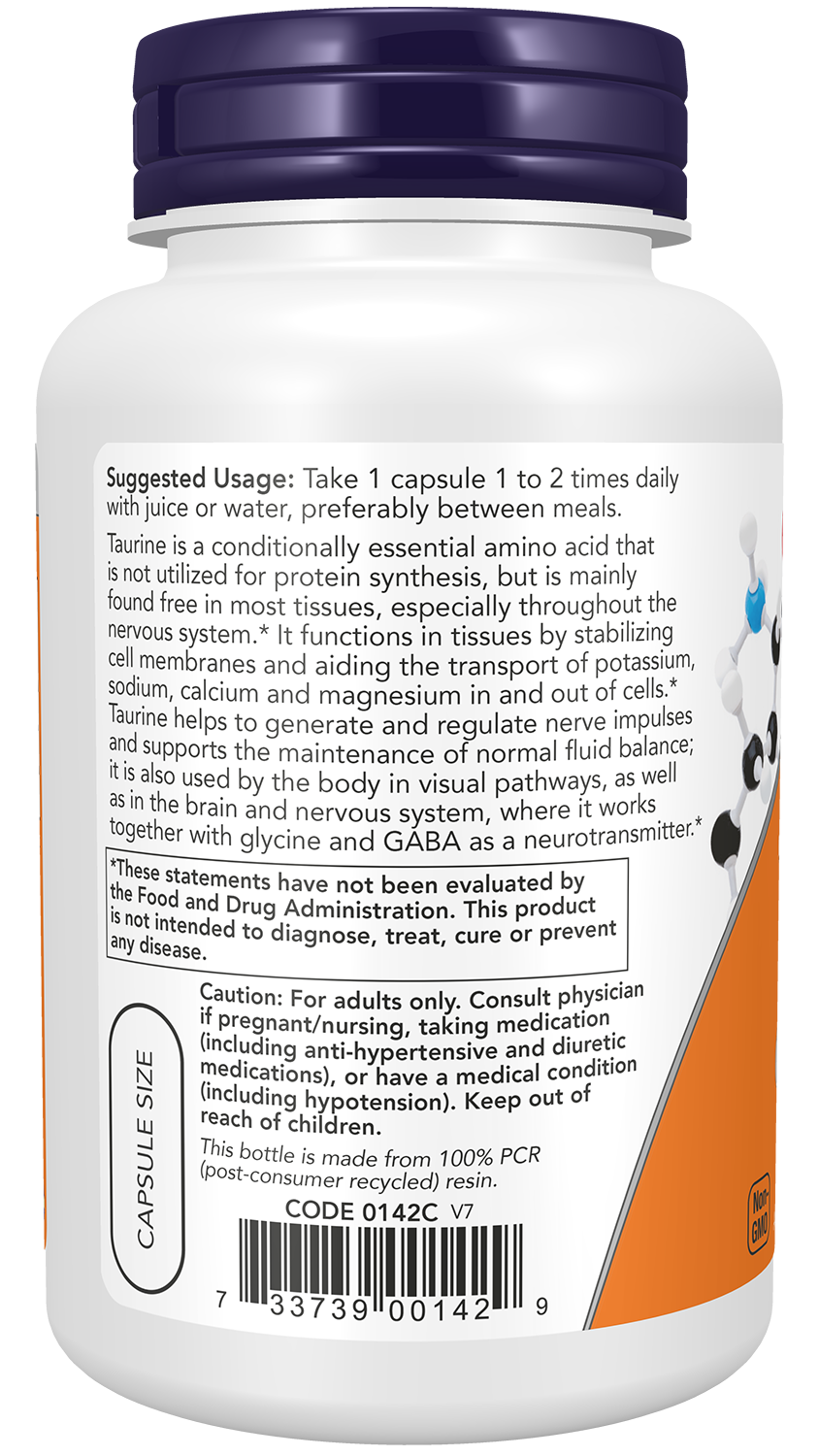 Taurine, 1000mg Double Strength - 250 vcaps