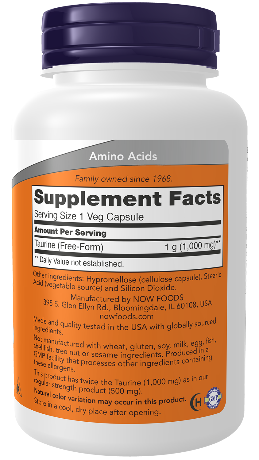 Taurine, 1000mg Double Strength - 250 vcaps