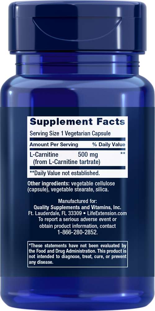 L-Carnitine, 500mg - 30 vcaps