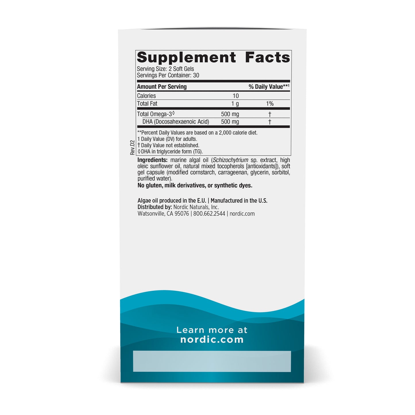 Algae DHA, 500mg - 60 softgels