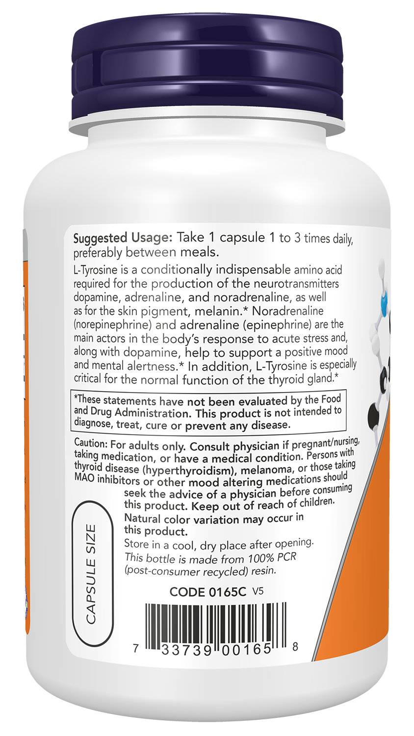 L-Tyrosine, Extra Strength 750mg - 90 vcaps