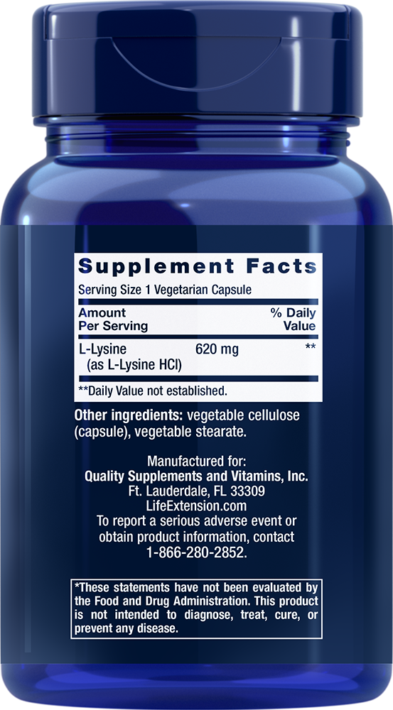 L-Lysine, 620mg - 100 vcaps
