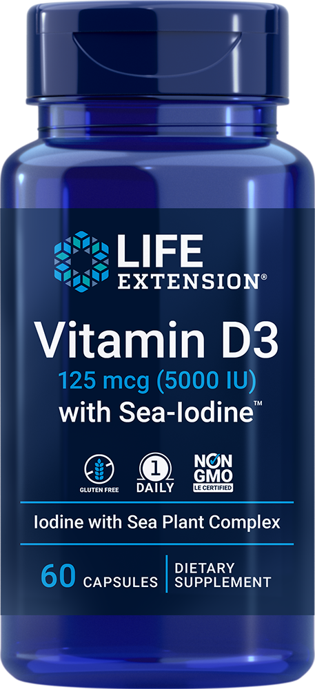 Vitamin D3 with Sea-Iodine, 5000IU - 60 caps