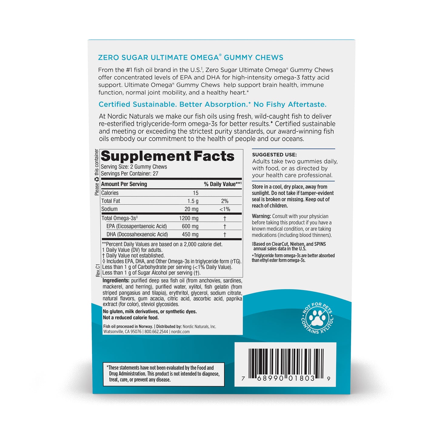 Ultimate Omega Gummy Chews, 1200mg Tropical Fruit - 54 gummies