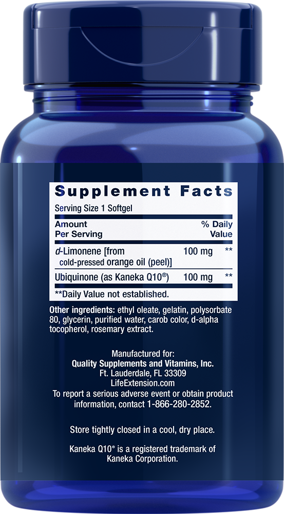 Super-Absorbable CoQ10 (Ubiquinone) with d-Limonene, 100mg - 60 softgels