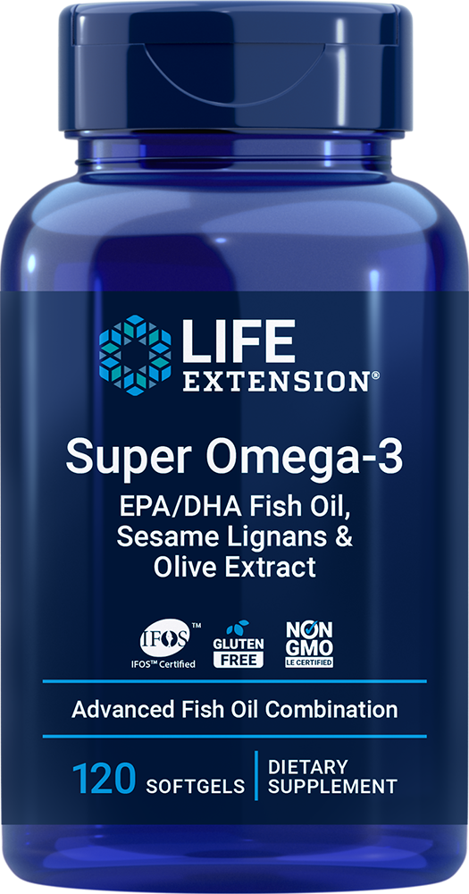 Super Omega-3 EPA/DHA Fish Oil, Sesame Lignans & Olive Extract - 120 softgels