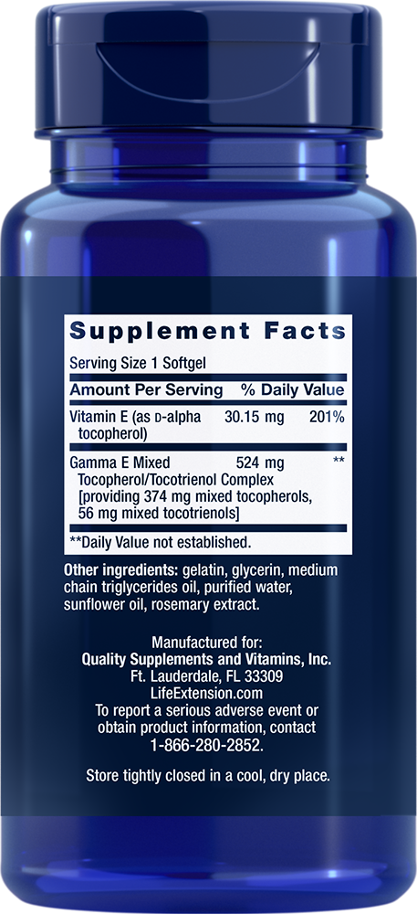 Gamma E Mixed Tocopherols & Tocotrienols - 60 softgels