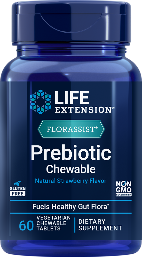 Florassist Prebiotic Chewable, Natural Strawberry - 60 vegetarian chewable tabs