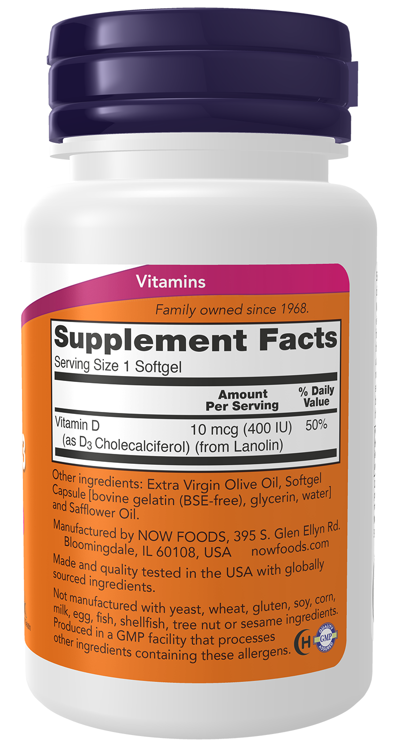 Vitamin D-3, 400 IU - 180 softgels