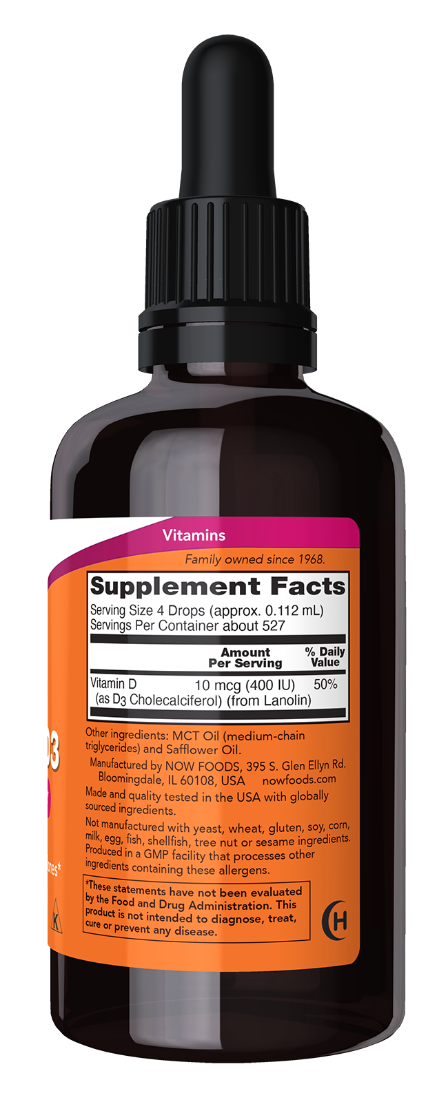 Vitamin D-3 Liquid, 400 IU - 59 ml.