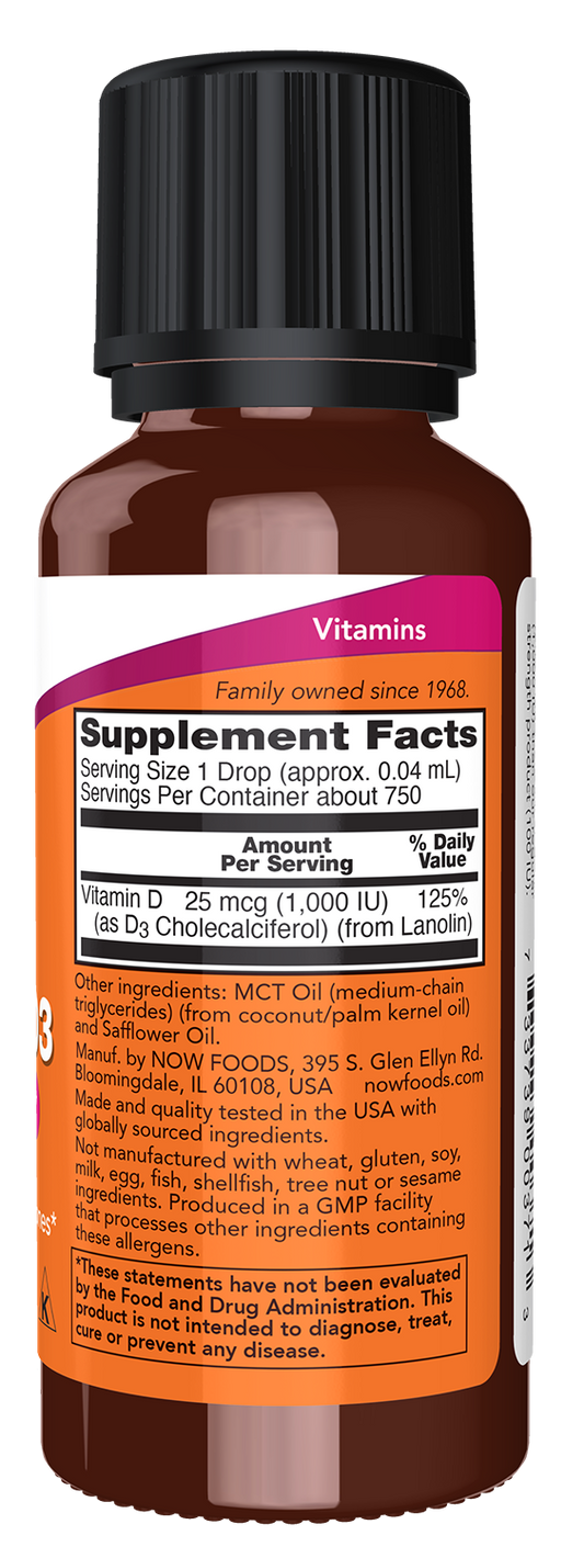 Vitamin D-3 Liquid, 1000 IU (Extra Strength) - 30 ml.