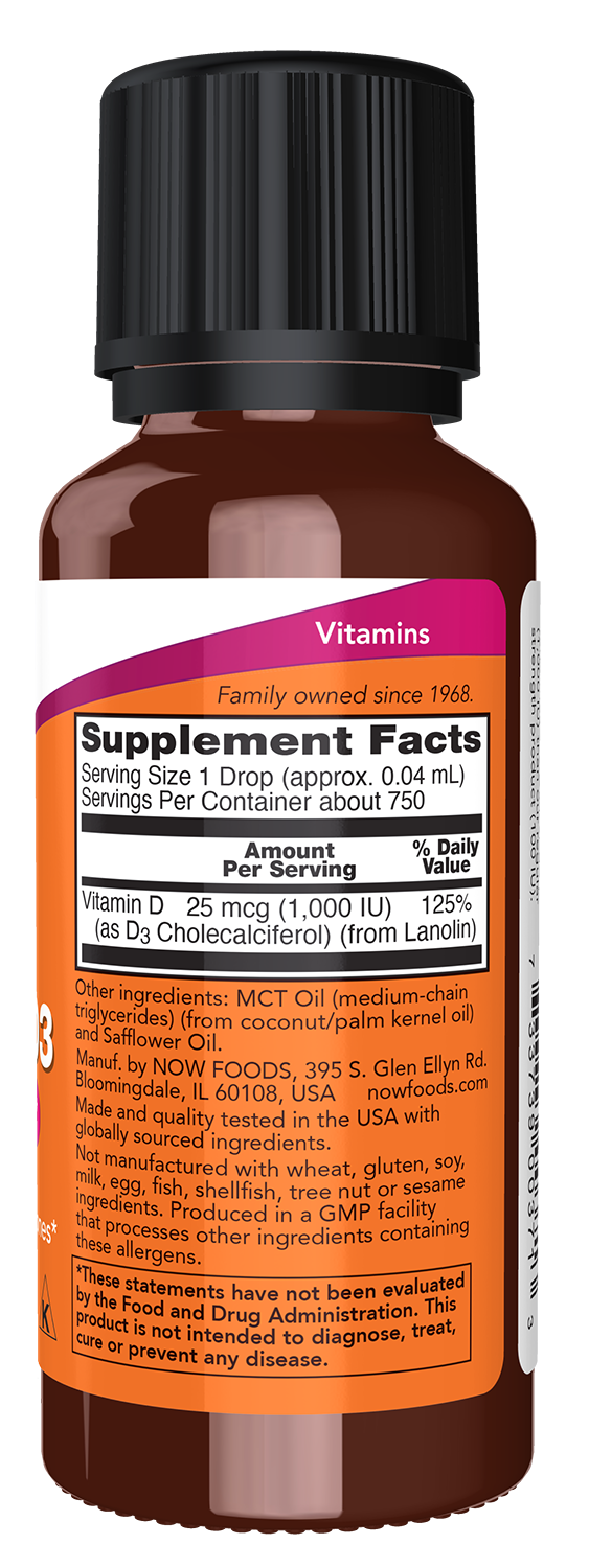 Vitamin D-3 Liquid, 1000 IU (Extra Strength) - 30 ml.