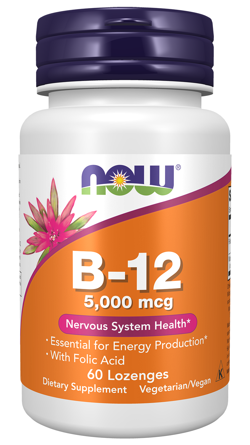 Vitamin B-12 with Folic Acid, 5000mcg - 60 lozenges