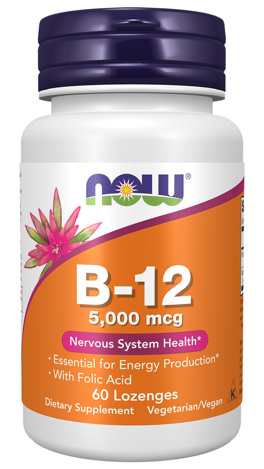 Vitamin B-12 with Folic Acid, 5000mcg - 60 lozenges