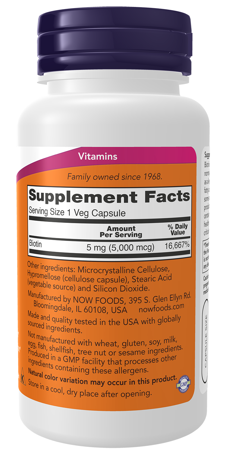 Biotin, 5000mcg - 60 vcaps